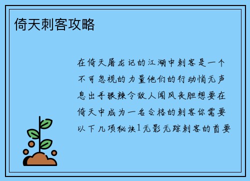 倚天刺客攻略